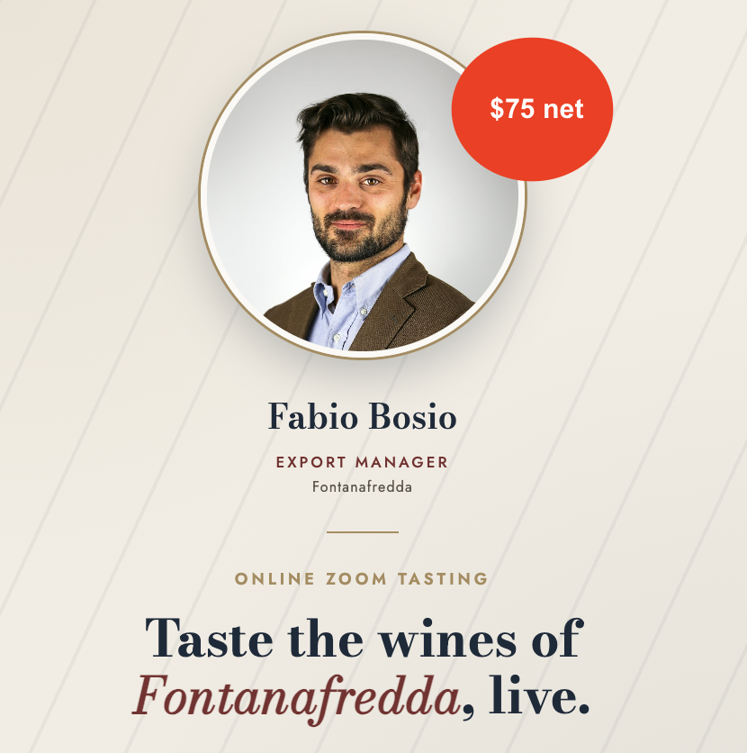 (image for) Live Online Zoom Fontanafredda Tasting w/ Fabio Bosio - Fri 3 June @ 7pm